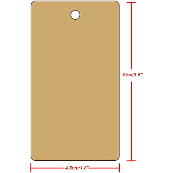 Kraftpappersetiketter 9x5cm rektangulära presentetiketter, 100 stycken och Braun