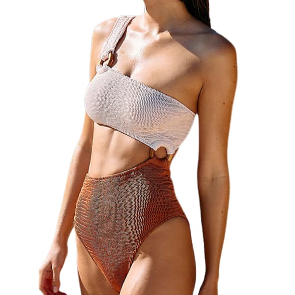 Baddräkt i ett stycke med hög midja - Elastisk lim Bikini för kvinnor S
