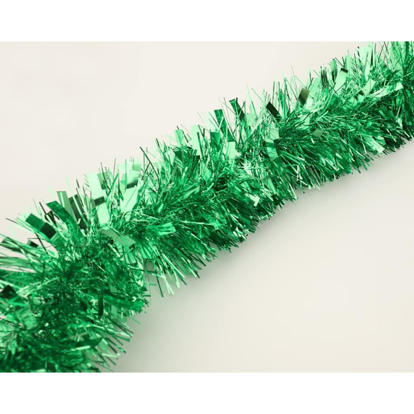 25 fod lang rulle grøn tinsel twist krans, blank metallisk folie
