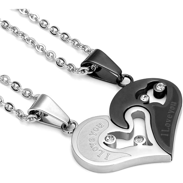 2kpl Love Heart Couple kaulakoru palapeli ruostumattomasta teräksestä valmistettu kaulakoru miehille ja naisille riipus kaulakoru väri