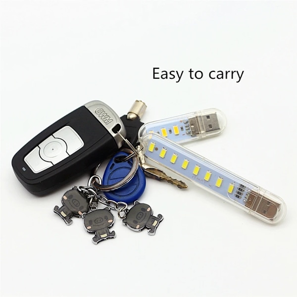 8-pack bärbar USB ljusremsa Miniboklampa 8 LED-nattlampor