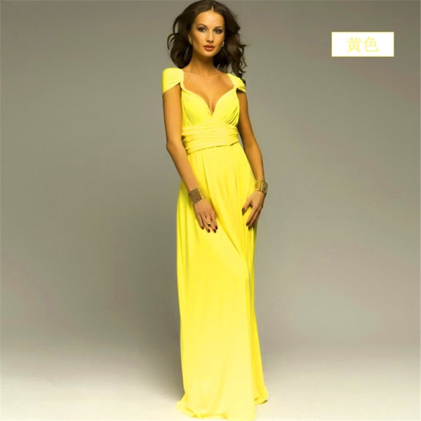 Flera slitage-rep Cross Backless Sexig Bandage One-Piece Klänning Lång Klänning Yellow Yellow M