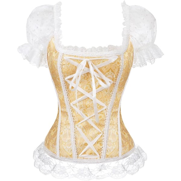 Korsetter för kvinnor Overbust Bustier Top Gothic Sexy Shoulder 8108yellow 8108yellow L