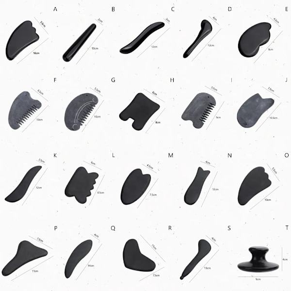 Svart Obsidian Gua Sha skrapande massageverktyg Jadestensbräda H