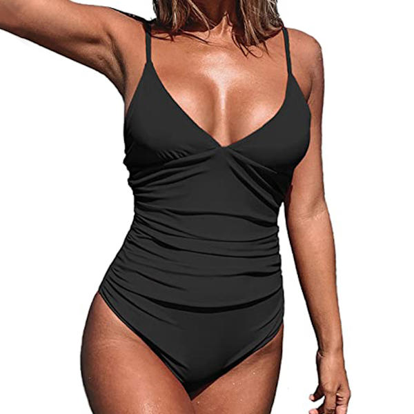 One Piece badedragt til kvinder Deep V solid farve sexet badedragt