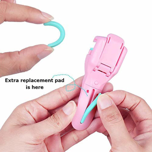 2 st Bärbar plast ögonfransböjare Mini Professionella ögonfransar Curling Refill Gummi Pad Clip för professionella ögonfransar Curler Tool, Grön A