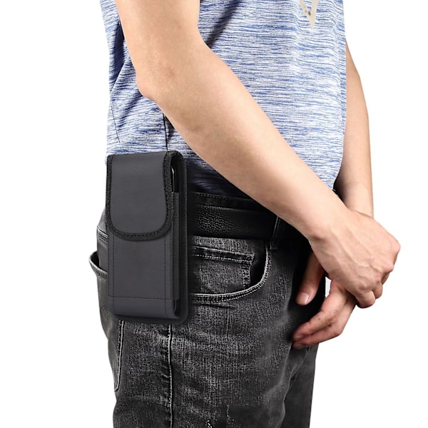 Vertikal bältesväska för 6,1 tums mobiltelefoner Väska Litchi Texture PU Läder Väska med magnetisk stängning