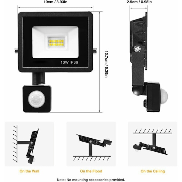 2 x 10W säkerhetsljus med PIR-rörelsesensor, Smart LED Flood Li