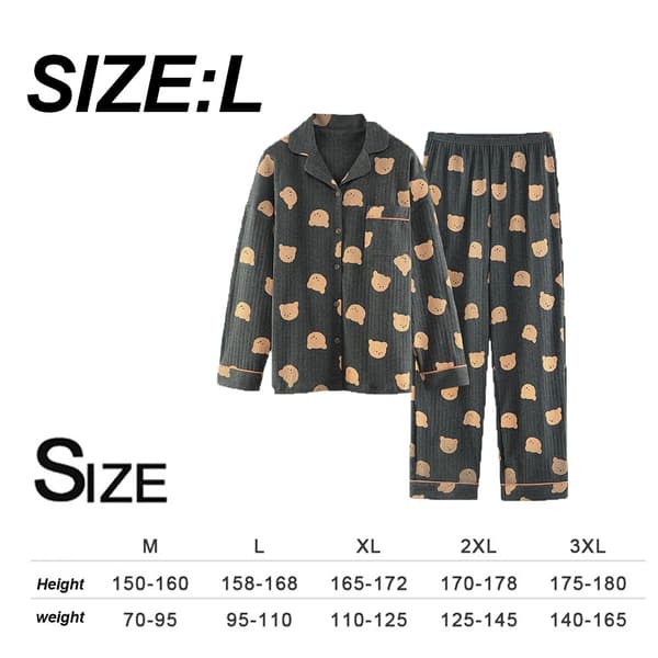Sovkläder Pyjamas Dam vår och höst bomull långärmad tunn L