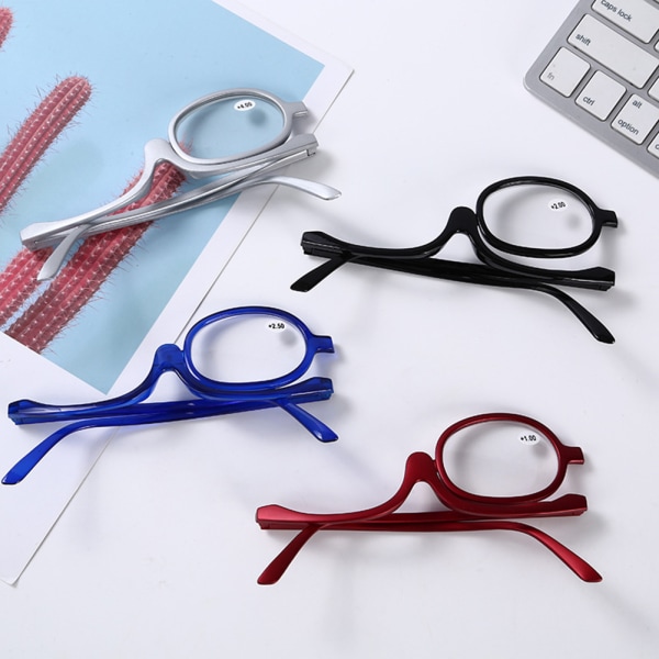 Klare sminkebriller Nedfellbare Forstørrelsesglass Makeup Lesebriller Sammenleggbare briller Kosmetisk Presbyopicr sfære 100 sphere 100 transparent blue
