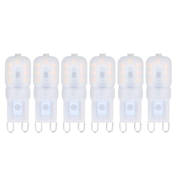 6 st G9 LED-lampor Dimbara 3W Energibesparande 360 Graders Ljus Ljuslampa för Taklampor och Hänglampor Varmvit 220-240V