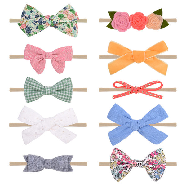 10-pak Q Baby Pannband, En one size Baby Girl Pannband Hårband