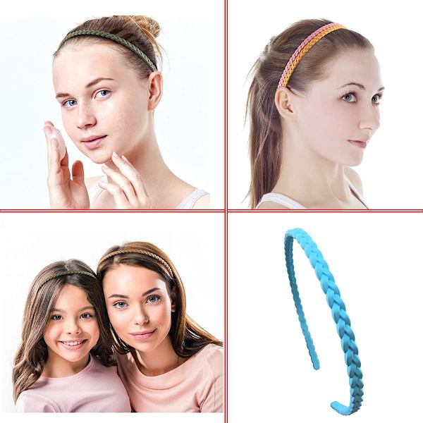 12st 6 mm tunna pannband för flickor Kvinnor Plast Pigtail Sytle He