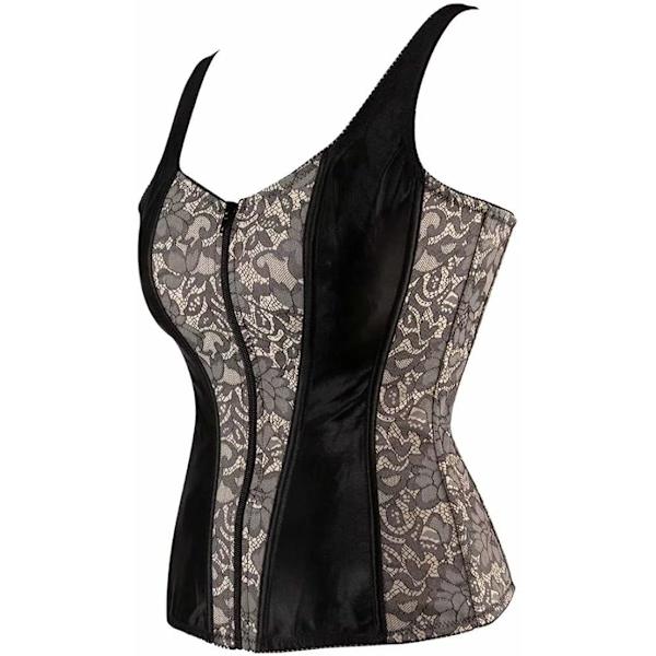 Damekorsetter Overbust Bustier Topp Gothic Sexy Skulder 2928grå 2928gray 2XL