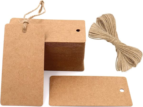 Kraftpappersetiketter 9x5cm rektangulär lahja