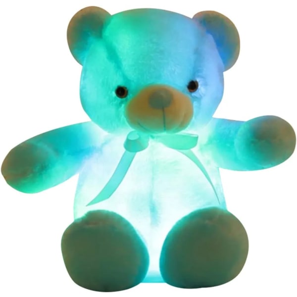 Lysende LED Fargerike Bamse Nattlys Lysende Glød Glødende Teddy Bear Kosedyr Plysj Leke Barn Kvinner