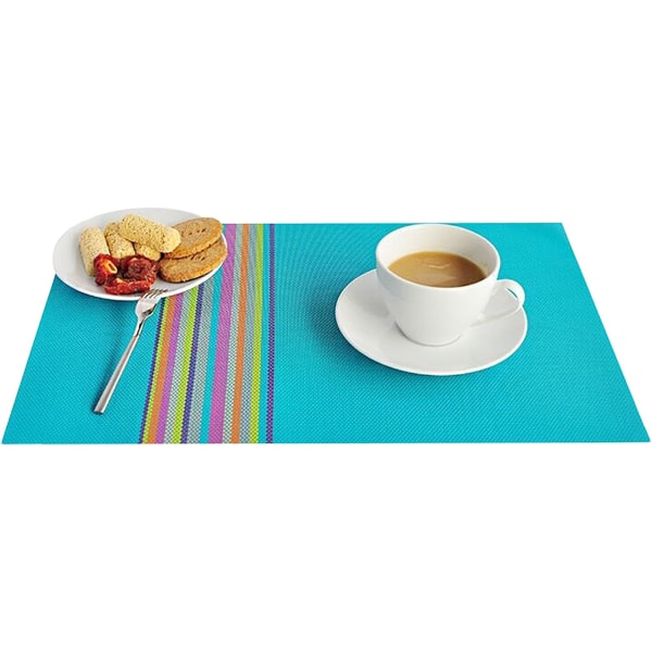 Bordsunderlägg set med 6 färgglada ränder bordstabletter tvättbar PVC