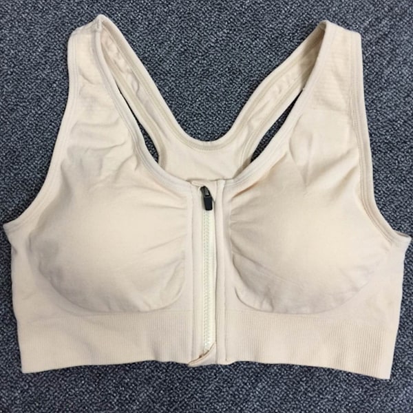 Kvinnor Sport-BH High Impact Front Fäst Dragkedja Trådlös Post Surgery Support Tränings-BH Full täckning Löp-BH White White 4XL