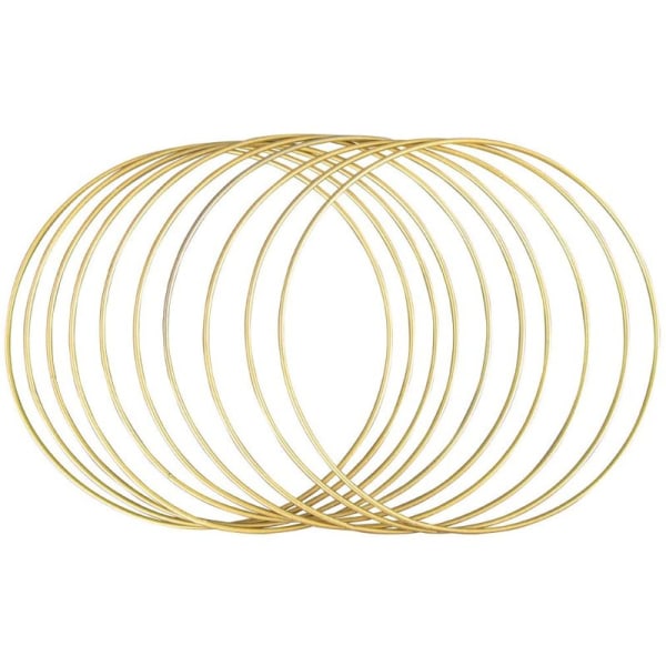 Metallringer, 10 stk, 25 cm ø, forgylt, trådringer for