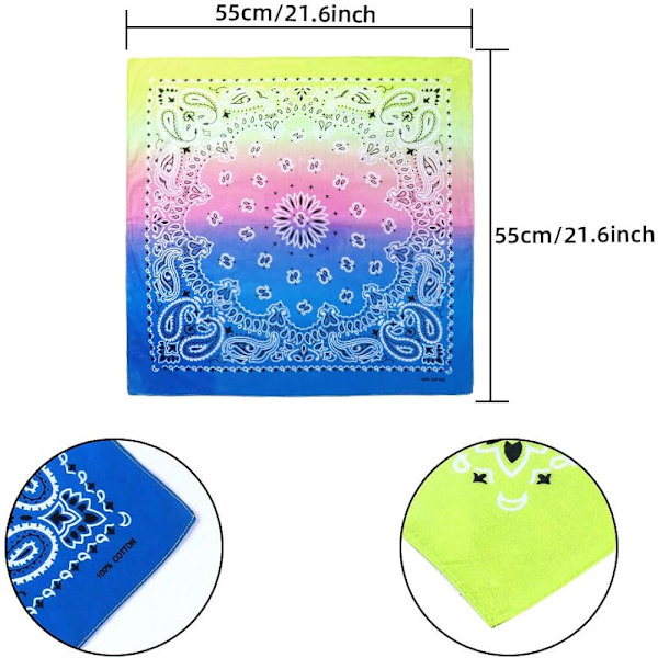 12 pakkauksen solmiovärinauhat puuvilla Halloween Bandana Paisley -kuvio