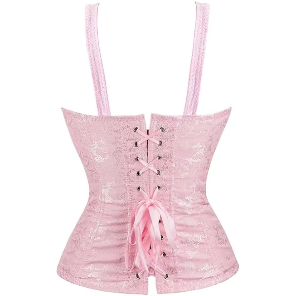 Naisten korsetit Overbust Bustier Top Gothic Sexy Shoulder 2928 pinkki 2928pink 2XL
