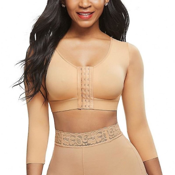 Shapewear for kvinner 3/4-ermet Arm Shaper Frontlukking Kompresjons-BH Post Surgery Posture Corrector Tankini BEIGE BEIGE M