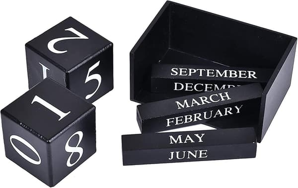 Træskrivebordsklodskalender - evighedsblok Måned Dato Dis