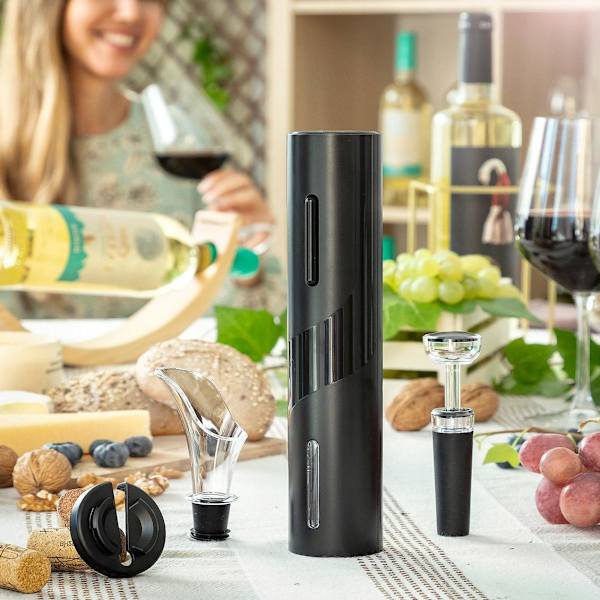 Elegant Vinöppnarset: Elektrisk, Enkel & Stilfull Svart