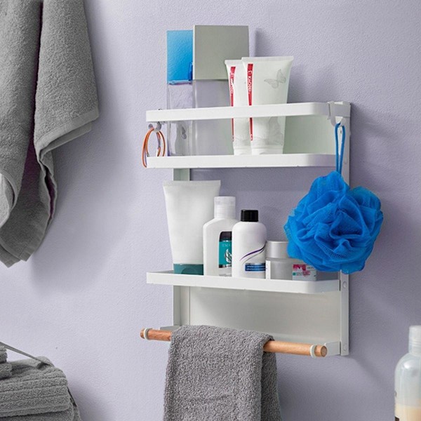 Magnetisk Förvaringshylla: Organisera Kök & Badrum Vit