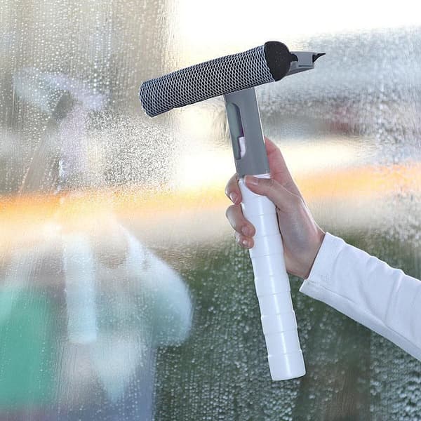 Mångsidig Städskrapa: Sprayflaska, Gummiskrapa & Skumborste Blå