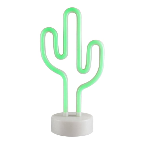 Trendig Kaktus-LED Neonlampa: Stilfull & Batteridriven Vit