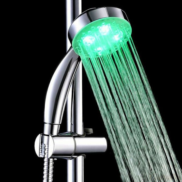 LED-duschmunstycke: 7 färger, temp-varning, ingen strömbehov Silver