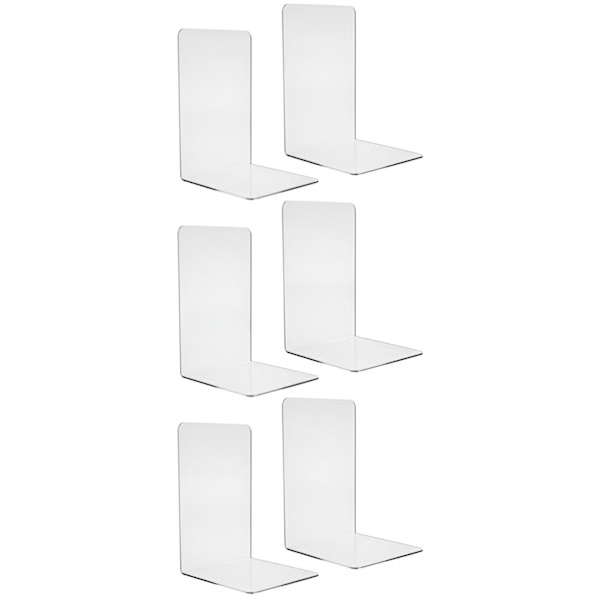 Snygga och skyddande bokstöd i transparent plexiglas - 6 st Transparent