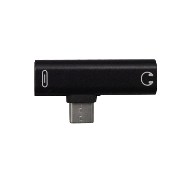 USB-C-adapter & 3,5mm-splitter: Ladda & Lyssna Svart