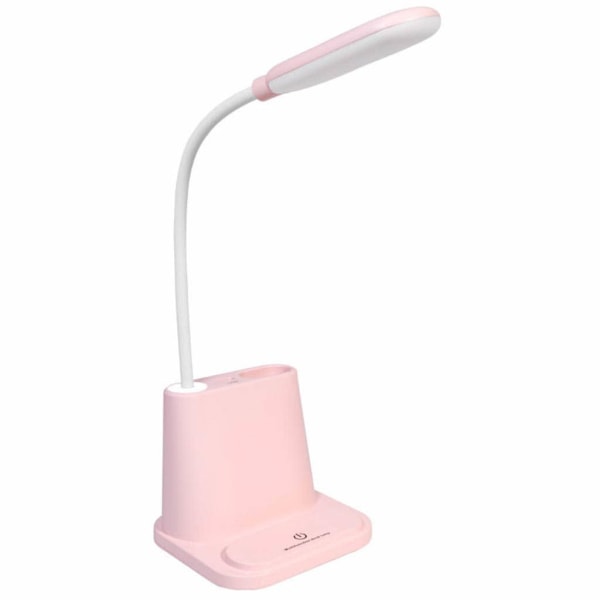 Stilfull 360° Bordslampa: USB, Mobilhållare, Pennhållare Rosa