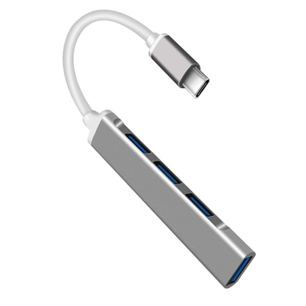 USB-C-hubb: 4 portar, snabb överföring, kompakt design Silver