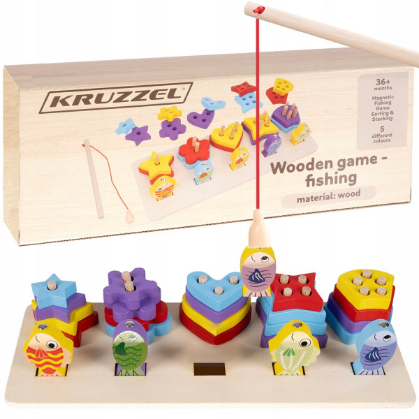 Träpussel med fiskspel multifärg