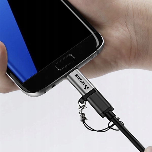 Micro USB 2.0 till USB C-adapter grå