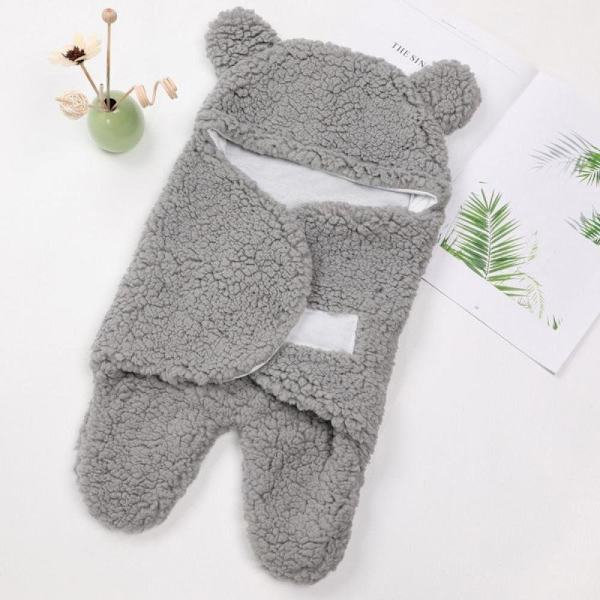 Mysig Babywrap med Huva: Varmt Tyg & Djuröron, 0-3 Mån grå