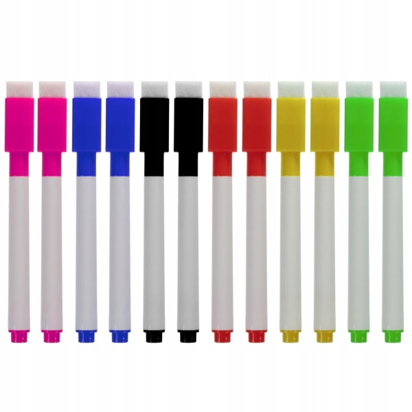 Färgglatt set med 12 tuschpennor för magnettavla multifärg