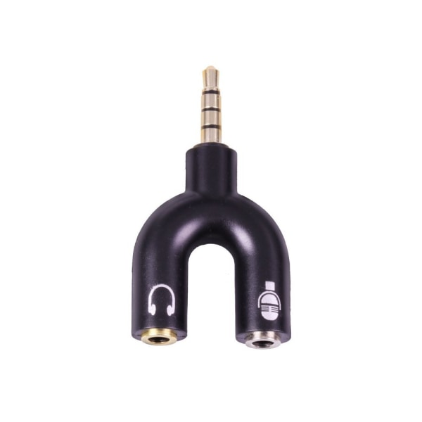 3,5 mm Splitter för Hörlurar & Mikrofon - Kompakt & Smart Svart