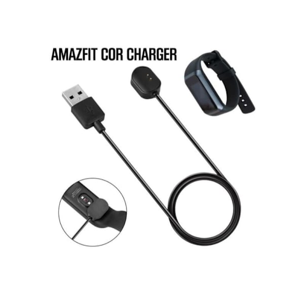 Smidig USB-laddningskabel för Huami Amazfit Cor Band A1702 Svart