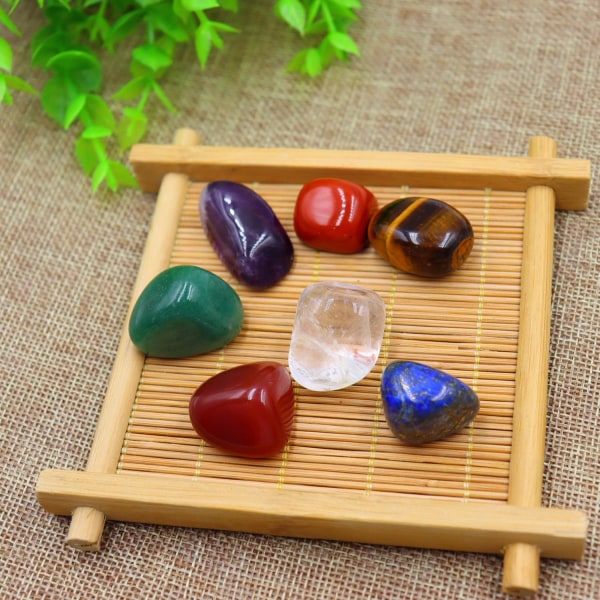 Chakrastenar Set: Meditation, Balans, Inredning & Påse multifärg