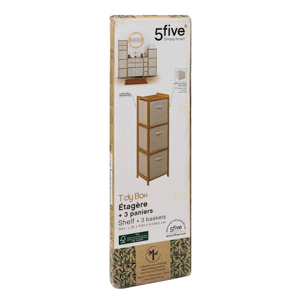 Badrum Förvaring - 3 Lådor - Bambu Bamboo