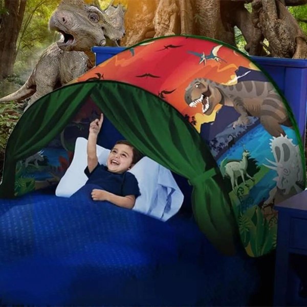 Barn tält för säng - dinosaurier - 220 x 80 cm multifärg