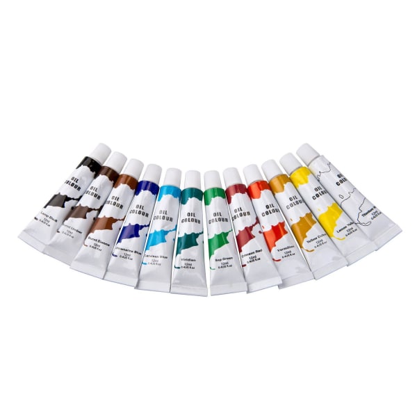 12-pack oljefärger i olika färger - 12 ml per tub multifärg