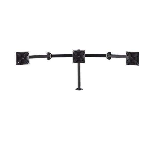 Ergonomiskt 3-Skärmsstativ: Justerbar, 14"-24", 21kg Max Svart