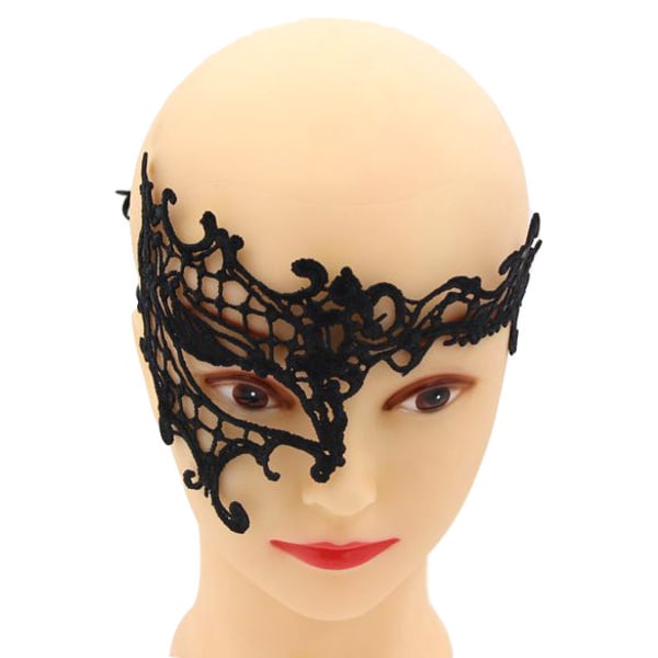 Glamorös ögonmask med elastiskt spetsband Svart one size