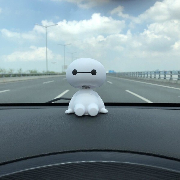 Söt Baymax Robot-figur för Bilen - Skakar som Bobblehead Vit