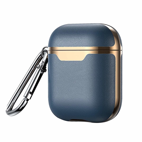 Elegant AirPods Skyddsfodral - Blå/Guld, Karbinhake Blå